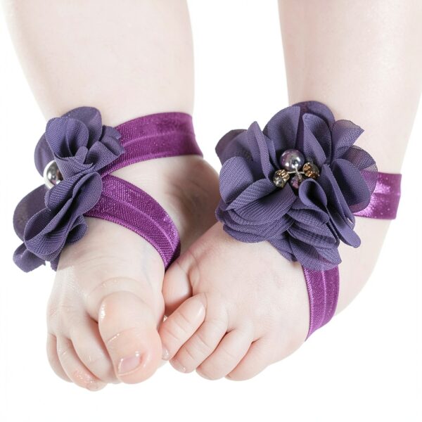 Barefoot53 Baby Girls Sandals Chiffon Flowers One Size-1