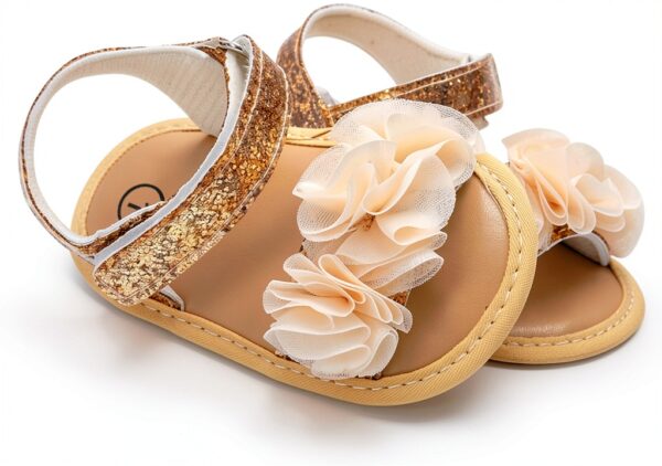 Baby Girls Sandals Suede Lightweight Non Slip Easy On Off-3