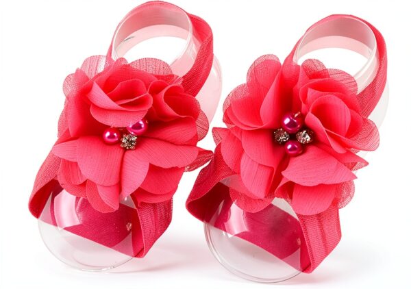 Barefoot53 Baby Girls Sandals Chiffon Flowers One Size-3