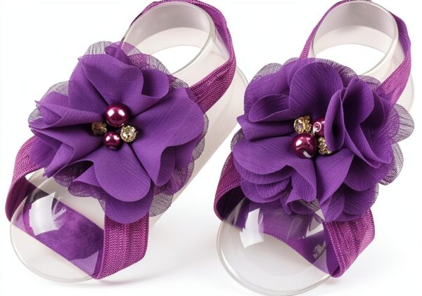 Barefoot53 Baby Girls Sandals Chiffon Flowers One Size-2