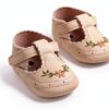 Myleleya Baby Girls Sandals Soft Sole Brown White Beige-3