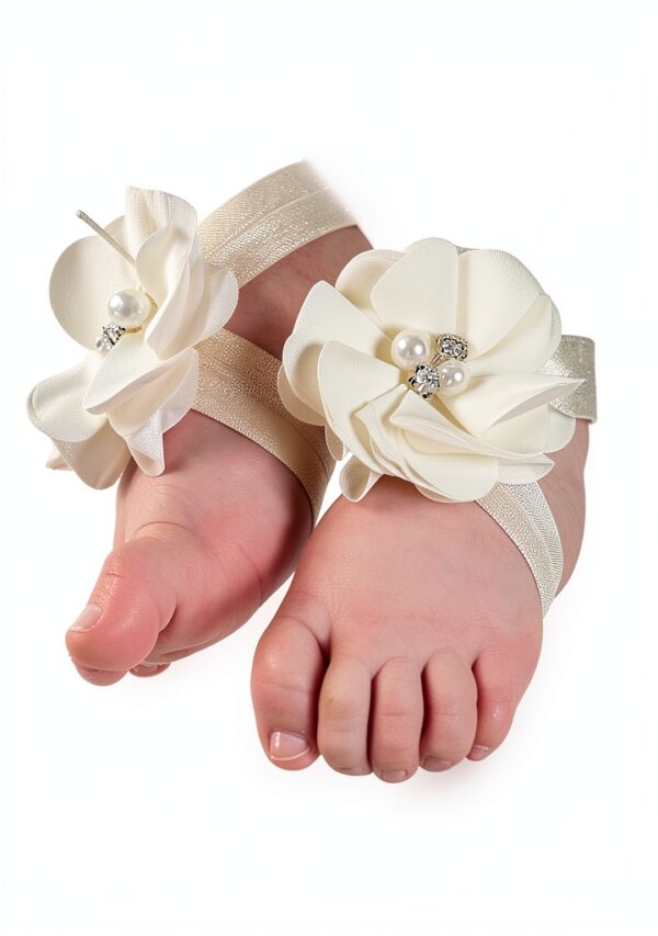 Barefoot53 Baby Girls Sandals Chiffon Flowers One Size-4
