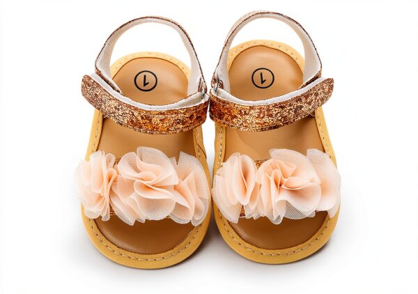 Baby Girls Sandals Suede Lightweight Non Slip Easy On Off-4