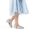 Girls Sparkle Heels Glitter Sandals Low Heel Dress Shoes-6