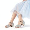 Girls Sparkle Heels Glitter Sandals Low Heel Dress Shoes-1