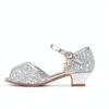 Girls Sparkle Heels Glitter Sandals Low Heel Dress Shoes-2