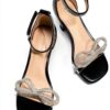 DREAM PAIRS Girls Sandals Square Toe Rhinestone Bow Kitten-3