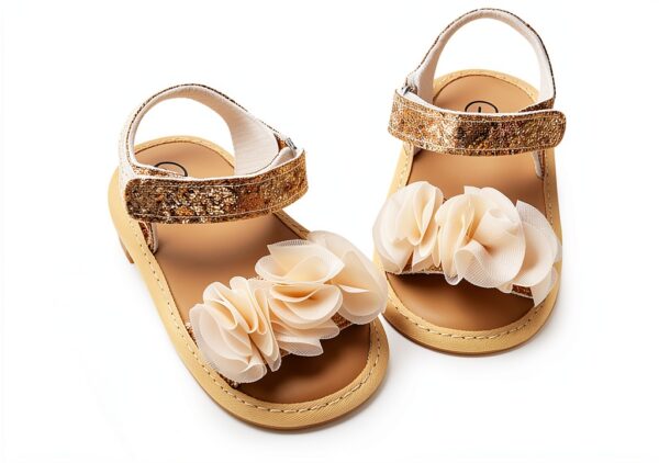 Baby Girls Sandals Suede Lightweight Non Slip Easy On Off-0