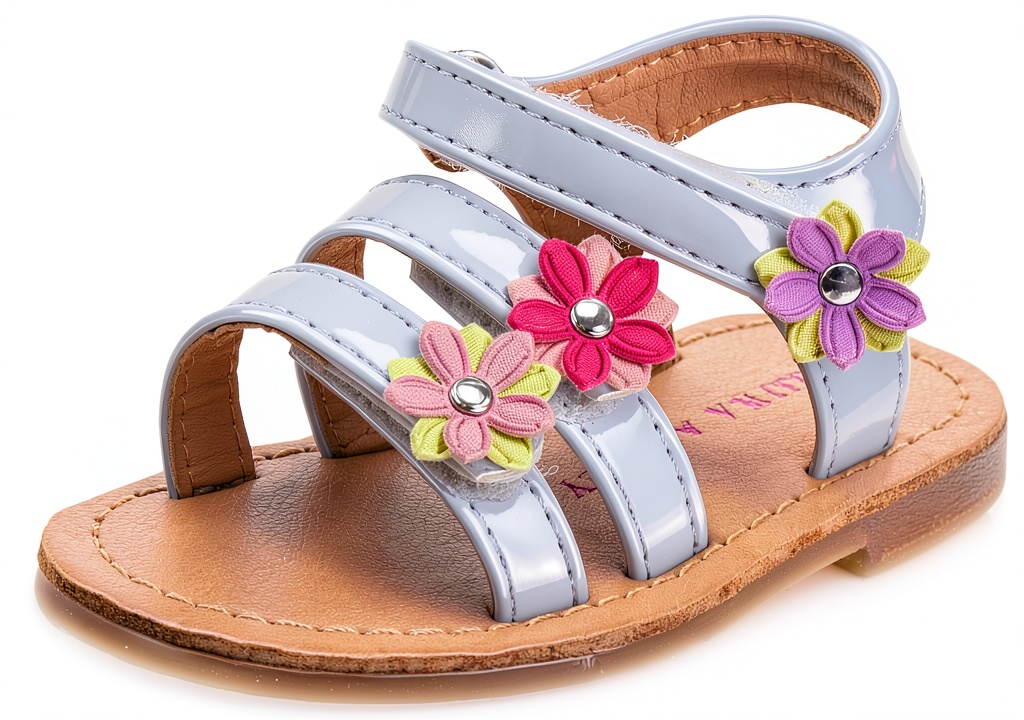 Unboxing Josmo Baby Girls Sandals Floral Design Soft Sole Infant on a kitchen counter