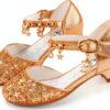 Princess Glitter Shoes Girls Velcro Sandals Sparkly Heel-0