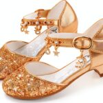 Princess Glitter Shoes Girls Velcro Sandals Sparkly Heel-0