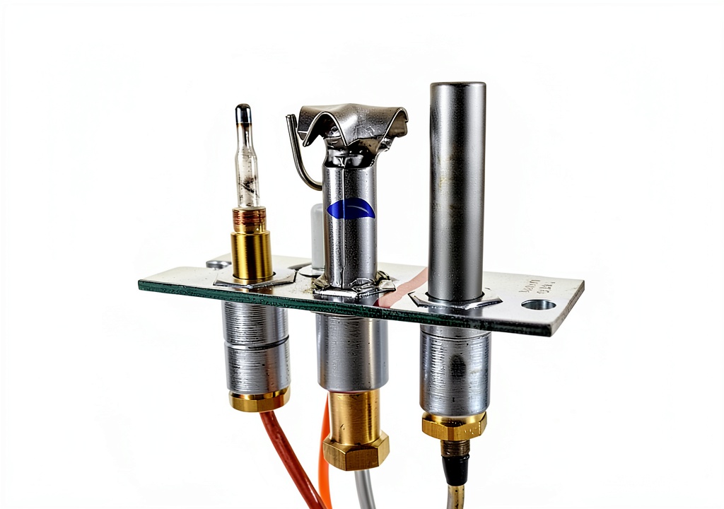 Heat-n-glo pilot assembly installed in a living room fireplace