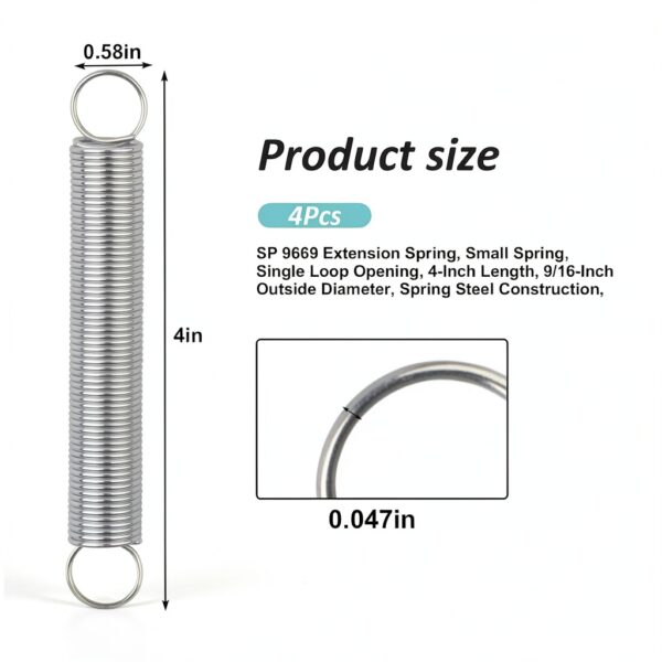 Extension Spring YRZHKS 9669 4-Inch 9/16" OD Single Loop Pack of 4-1