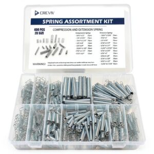 Spring Assortment Kit - 400 Pcs 20 Sizes Compression & Extension Spring Set, Zinc Plated Spring Steel for Durability - Ideal for Appliance, Toy, Automotive, Door Repair-0