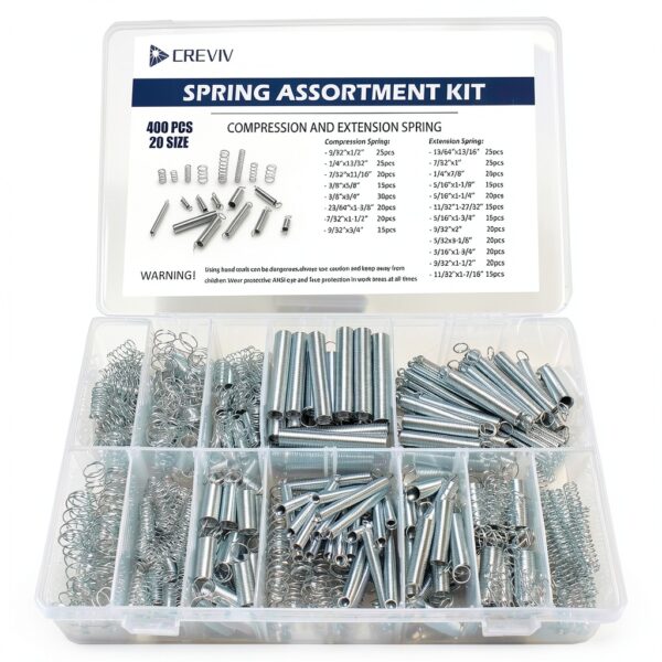 Spring Assortment Kit - 400 Pcs 20 Sizes Compression & Extension Spring Set, Zinc Plated Spring Steel for Durability - Ideal for Appliance, Toy, Automotive, Door Repair-0