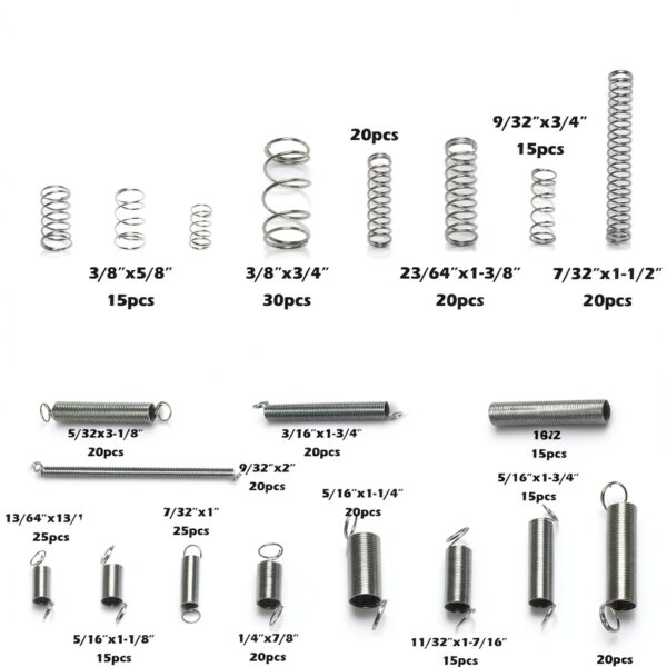 Spring Assortment Kit - 400 Pcs 20 Sizes Compression & Extension Spring Set, Zinc Plated Spring Steel for Durability - Ideal for Appliance, Toy, Automotive, Door Repair-2